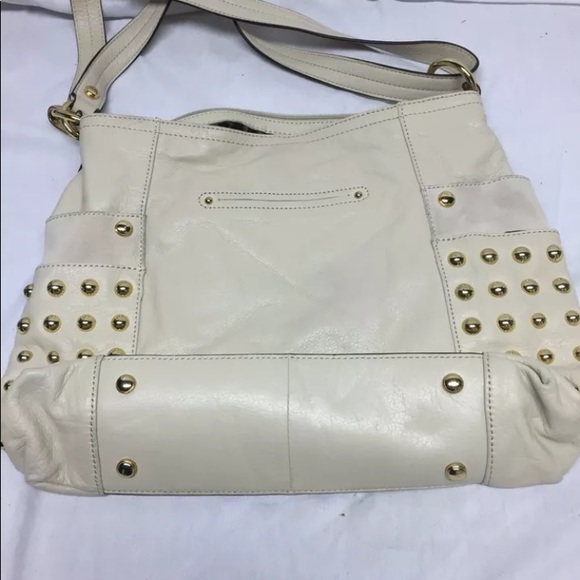 Makowsky Large Beige Leather Sachel Handbag - Picture 3 of 3